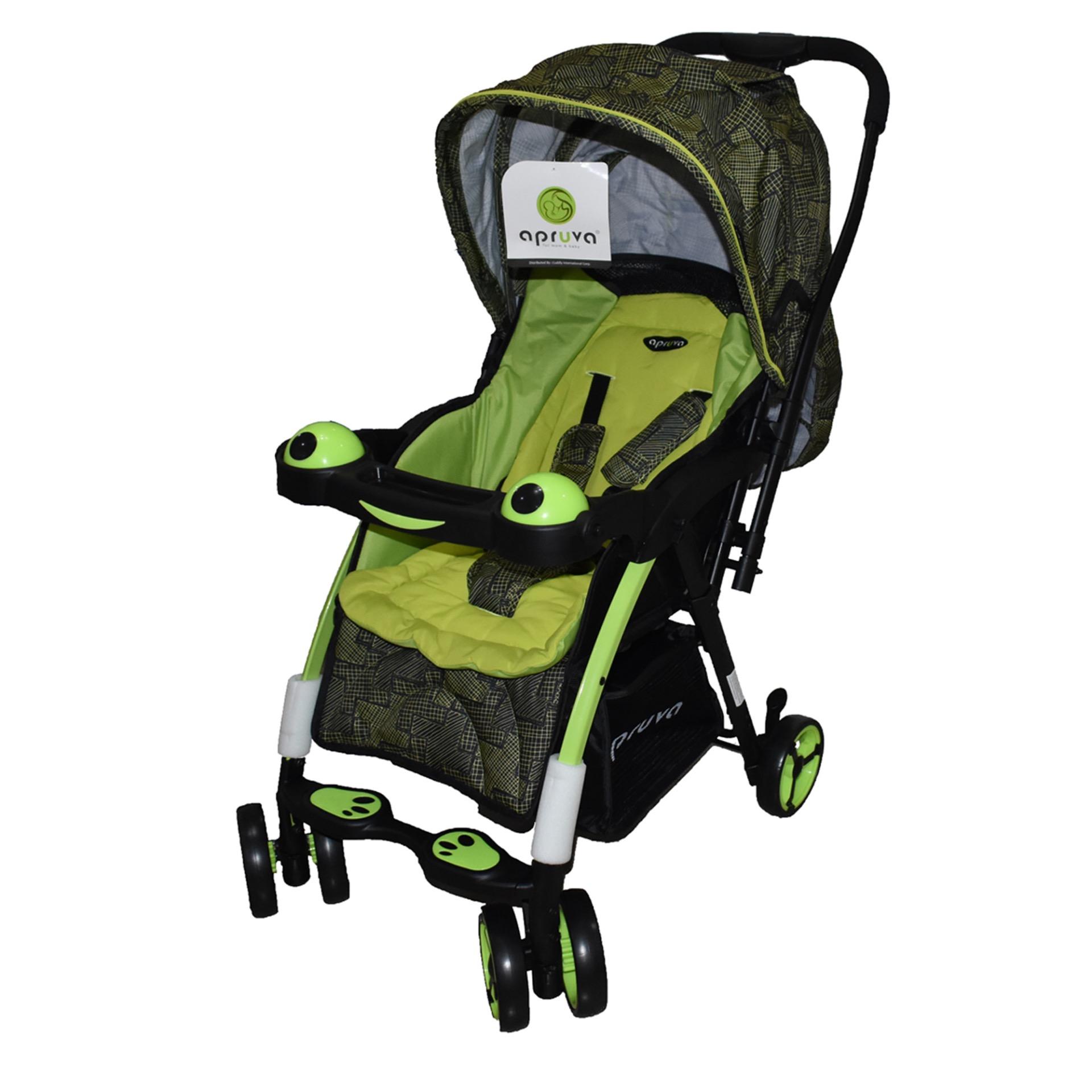 Apruva Folding Deluxe Baby Stroller with Reversible Handle, Green